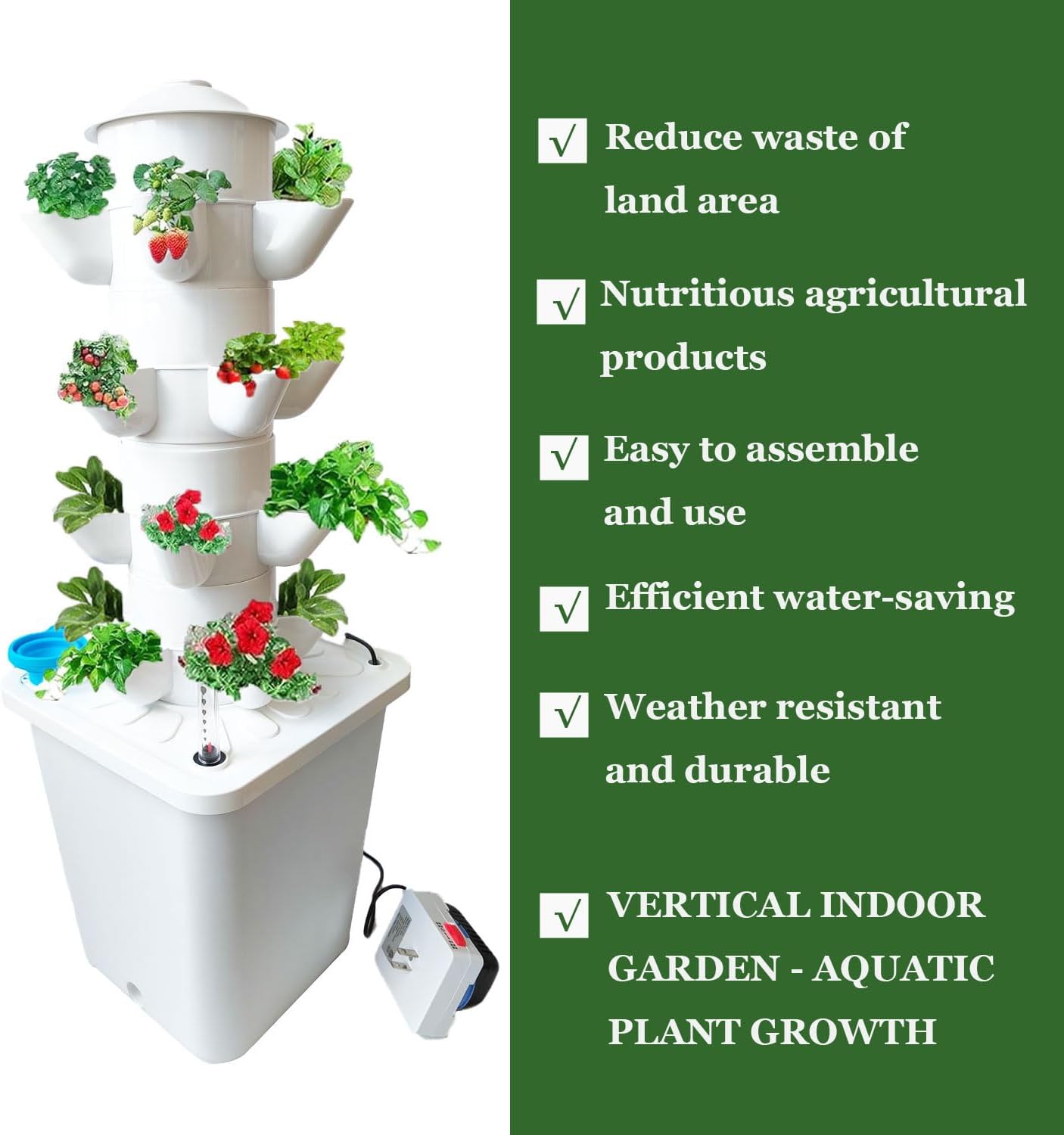 4 Layer 20 Pots Vertical Hydroponic Tower System, Hydroponic Grow Tower Kit with Water Pump & Timer Including & Smart Plug, for Vegetable Herb Fruit, Gardening Lover Plants Grow Kit Tower