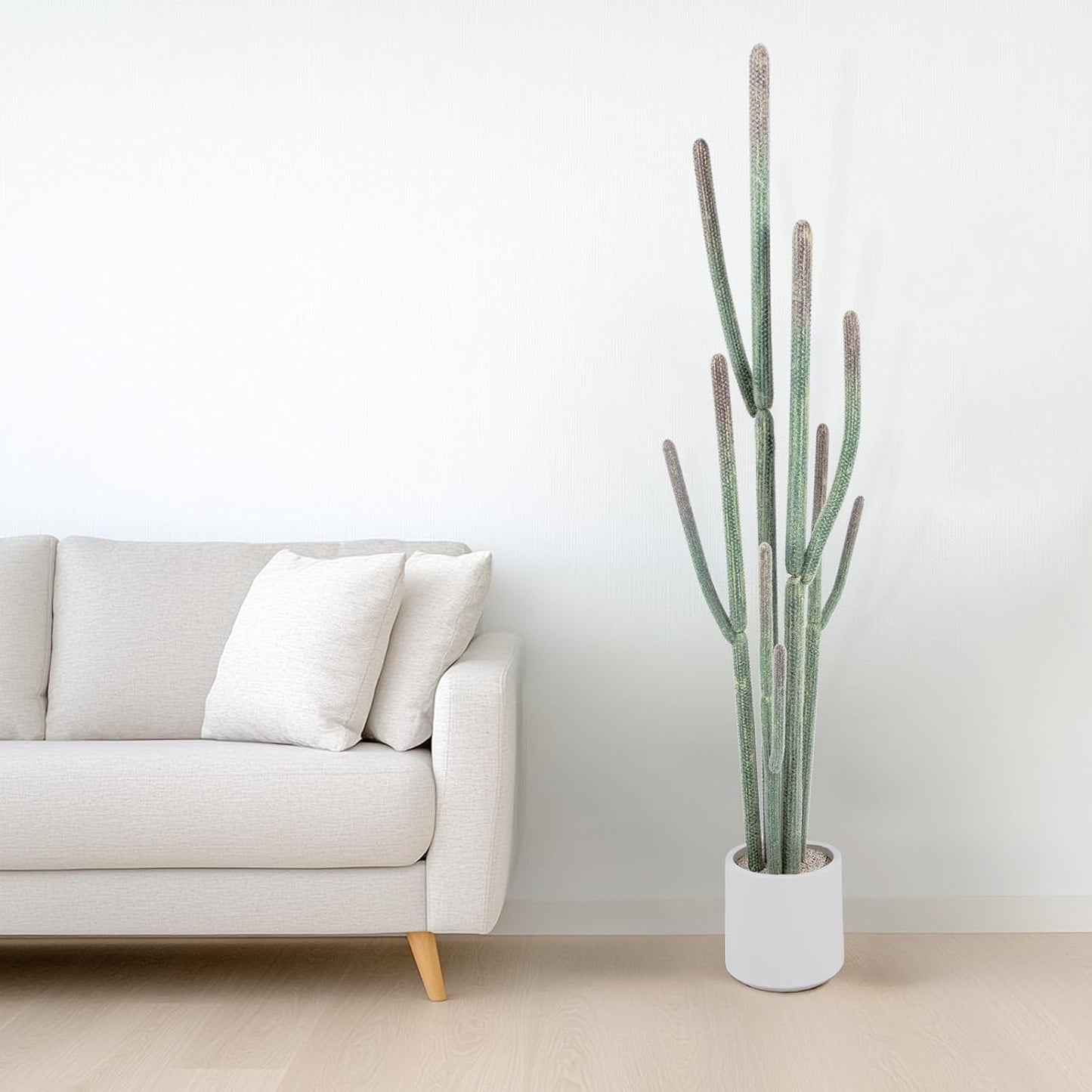 Tall Faux Cactus Plant，62in Realistic Texture Tall Fake Plant, Artificial Cactus Large with White Planter Indoor Outdoor for Home Office Living Room Bedroom Foyer Porch Decor.