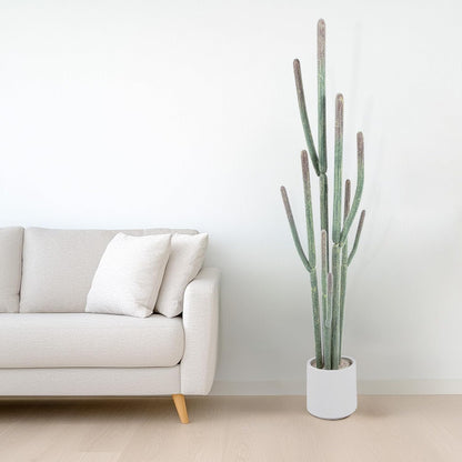 Tall Faux Cactus Plant，62in Realistic Texture Tall Fake Plant, Artificial Cactus Large with White Planter Indoor Outdoor for Home Office Living Room Bedroom Foyer Porch Decor.