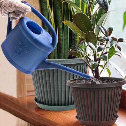 Large-Planter-Indoor-Outdoor Plant Pots, 12 inch 4 Pack Plastic Flower Pots with Saucer and Drainage Holes, Modern Garden Planters for Planting Medium Large Plants， Decorative Resin Garden Pots