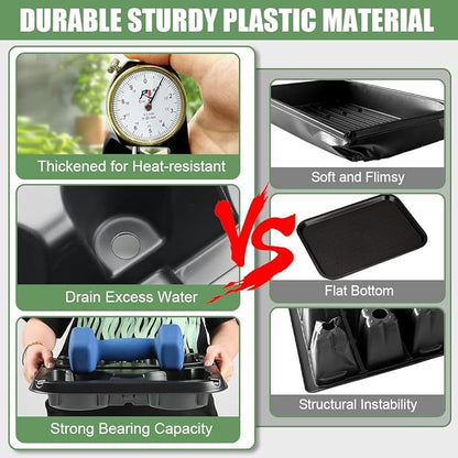 4 Cell Round Nursery Pot Trays for 5-6 Inch Pots, Thickened Sturdy Seedling Pot Shuttle Tray, Durable Nursery Pots Carrying Tray for Holding 5-6 inch Plastic Plant Pots (12.6" Square, 10-Pack)