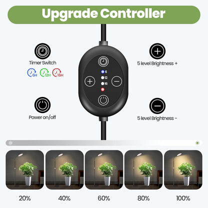 24V Grow Lights for Indoor Plants, LM281B+660nm Plant Lights for Indoor growing, 5.9" LED Grow Lights for Seed Starting, 20-54in Height Adjustment for Medium Plants, 20W, 350umol/s/m²@Dist:6in