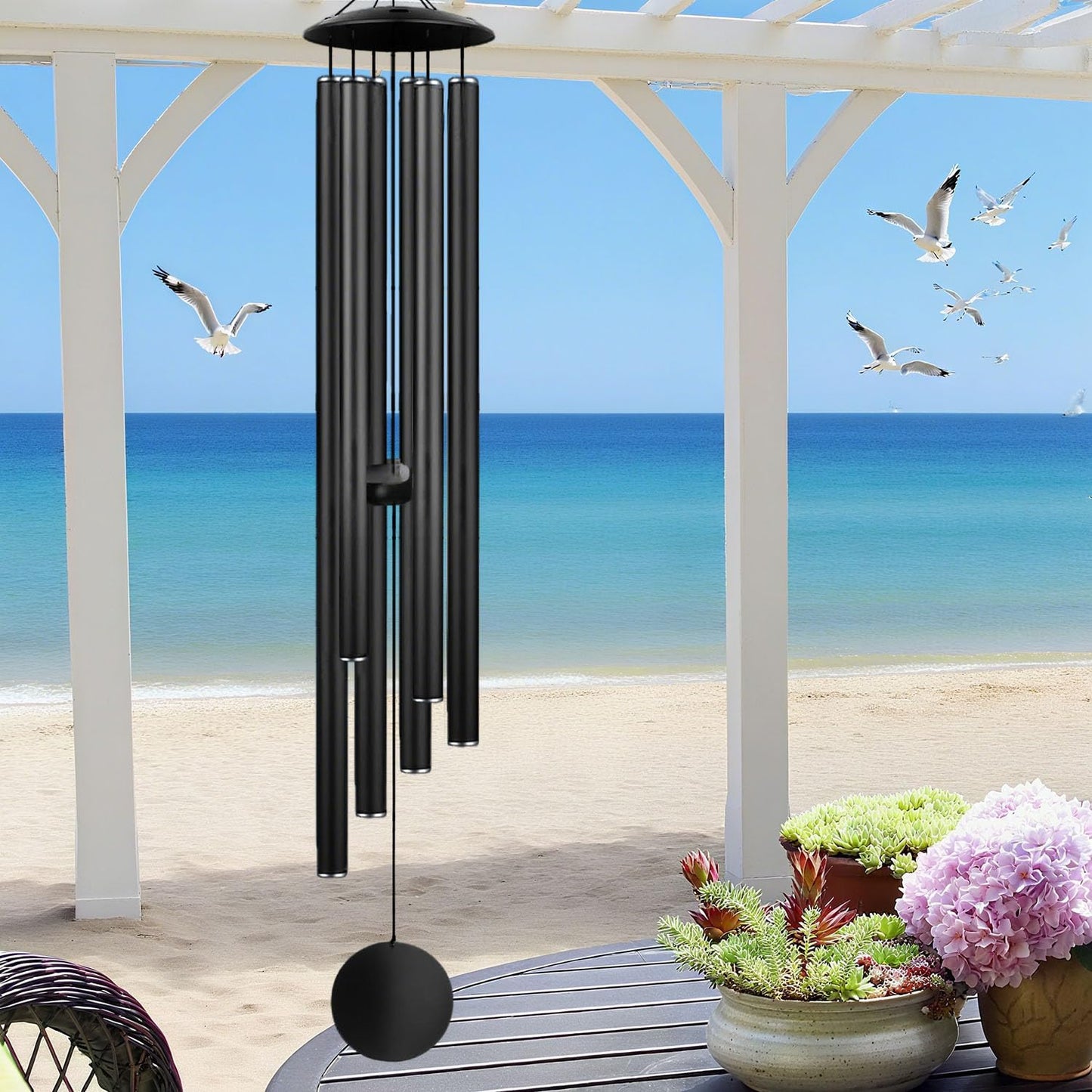 Large Memorial Wind Chimes, 67'' Deep Tone 6 Heavy Tubes Soothing Tones Windchimes for Outside Garden Patio Hanging Decor, Sympathy Gifts, Memorial Wind Chime Best Gift for Mom Women Grandma Neighbors