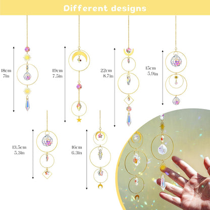 H&D HYALINE & DORA Set of 6 Colorful Crystals Suncatcher Hanging Sun Catcher with Crystals Pendant Ornament Crystal Balls for Window Home Garden Decor