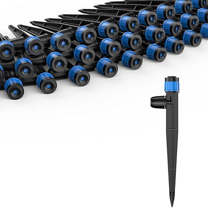 Pawfly 30 Pcs Drip Irrigation Emitters, Drip Emitters for 1/4" Drip Irrigation Tubing, Sprinkler Heads with Adjustable 360 Degree Water Flow, Garden Drippers for Plants Watering System