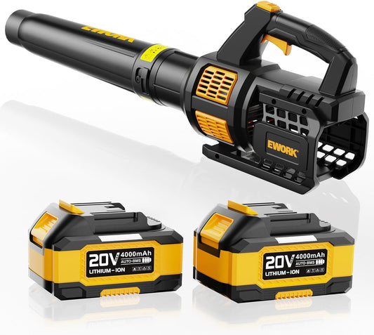 Leaf Blower Cordless 20V Powerful Electric Leaf Blower with 2x4.0Ah Batteries and Charger, Variable-Speed, Lightweight Battery Powered Leaf Blowers for Lawn Care, Patio, Blowing Leaves, Dust