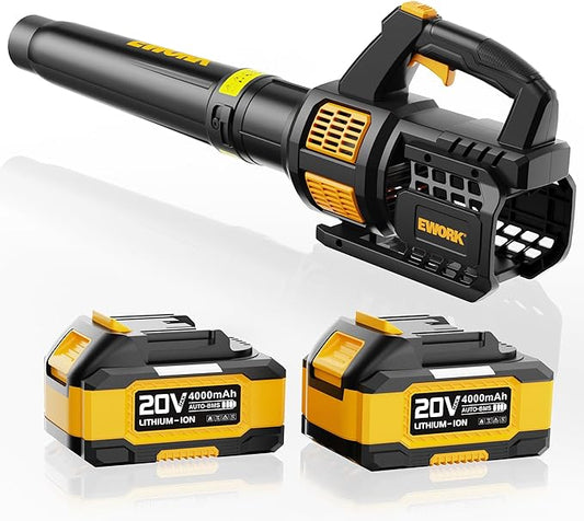 Leaf Blower Cordless 20V Powerful Electric Leaf Blower with 2x4.0Ah Batteries and Charger, Variable-Speed, Lightweight Battery Powered Leaf Blowers for Lawn Care, Patio, Blowing Leaves, Dust