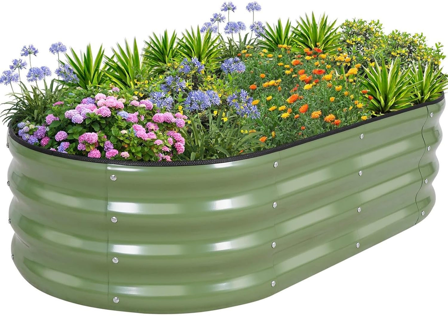 1MORE Galvanized Raised Garden Bed- Planter Garden Boxes Outdoor, Raised Beds for Gardening, 4x2x1ft Metal Garden Bed Kit for Vegetables Flower, Planter Raised Beds with Tools.Green
