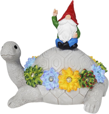 Gnome Hide a Key Outside Turtle Garden Decor Outdoor Key Hider Statues Funny Decorations for Yard Patio Lawn Solar Figurine with Light Ornaments Housewarming for Women Mom Grandma