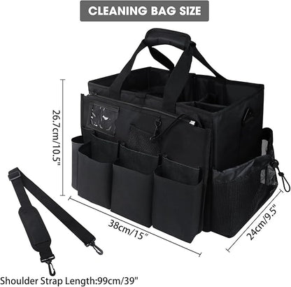 ZKOO Cleaning Bag Cleaning Caddy Organizer, Wearable Cleaning Caddy with Waist & Handles for Cleaning Tool Organizers, Extra-Large Cleaning Caddy Bag Adjustable Compartments for Housekeeping,Gardening