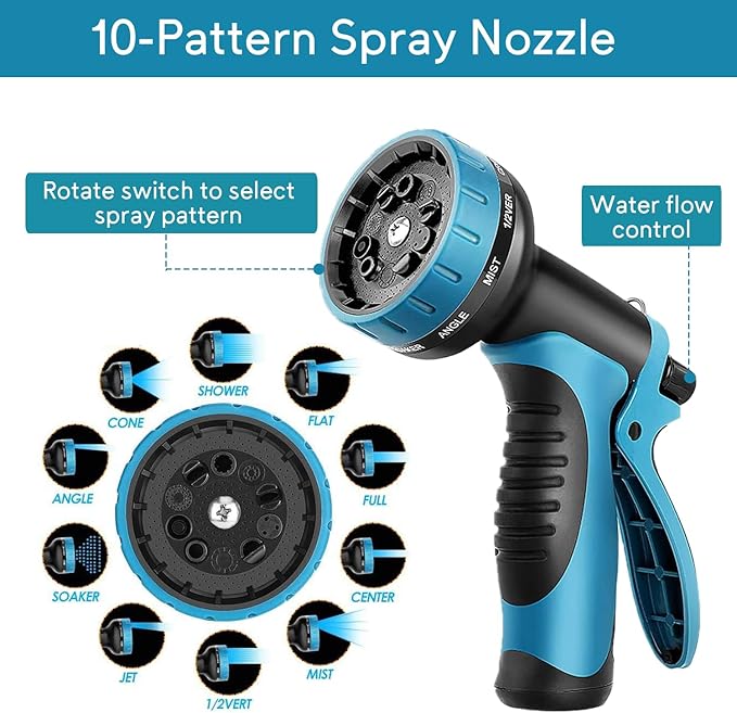 100 FT Expandable Garden Hose - 2025 New Flexible Water Hose 100ft with Solid Brass Connectors, Extra Strength Fabric and Durable Triple Layer Latex Core, Ultra Lightweight, Kink Free, Tangle Free