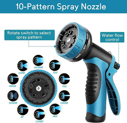 100 FT Expandable Garden Hose - 2025 New Flexible Water Hose 100ft with Solid Brass Connectors, Extra Strength Fabric and Durable Triple Layer Latex Core, Ultra Lightweight, Kink Free, Tangle Free