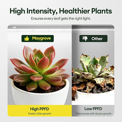 Plant Grow Lights 2FT, Blue-Rich Full Spectrum 5000K, 60W(4 x 15W), T5 LED Grow Light Strips for Indoor Plants and Succulents, High PPFD, Linkable, White, 4-Pack