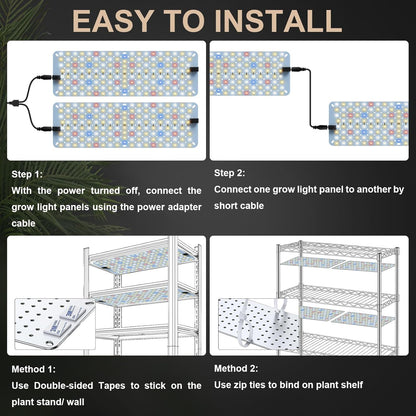 GHodec 40W Panel Grow Lights for Indoor Plants,544LEDs Full Spectrum Grow Lights for Under Cabinet Plant, Grow Lamp with 4/8/12H Timer,5 Dimmable Levels for Plants Growing (4Pack)
