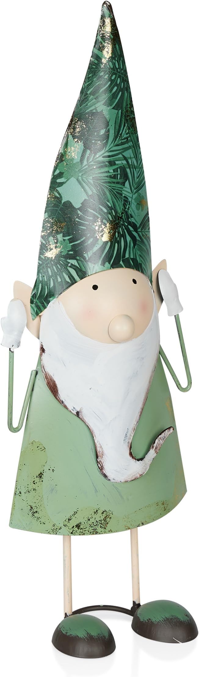 Alpine Corporation - 19" Tall Outdoor Garden Gnome Yard Decoration - Metal Statue with Hear No Evil Expression - Durable, Weatherproof Lawn Sculpture for Patio, Deck, Yard