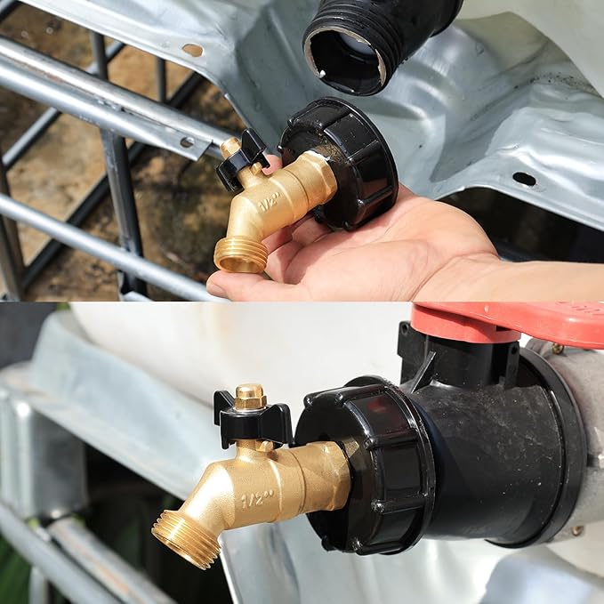 UNWAVER Garden Hose Full Flow Faucets Heavy Brass Bibb 1/2" Male NPT inlet Connection with 3/4" Male GHT water hose outlet (1/2 inlet Long Handle and Butterfly Handle 2PCS)