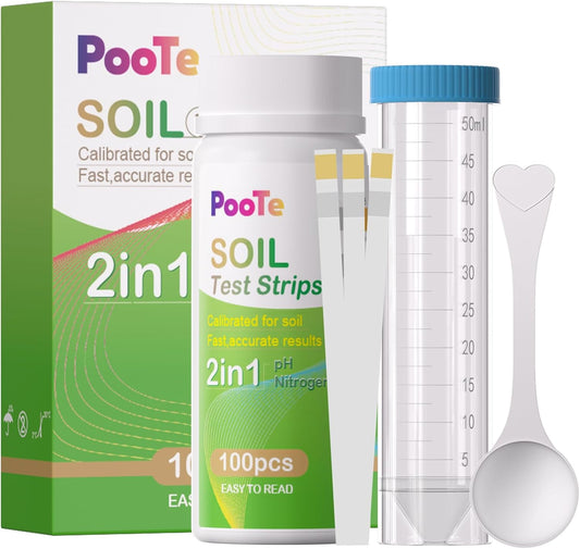 Soil pH Test Kits - 2 in 1 Soil Testing Kits with Test Tube - 100 Pcs Professional Test Soil pH & Nitrogen for Garden Lawn Yard Grass Home