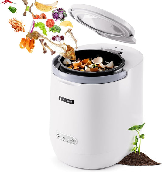 Electric Composter for Kitchen, 4L Countertop Compost Bin Machine - Fast 4-Hour Food Waste to Fertilizer, Odorless Auto-Cleaning Quiet Eco-Friendly Home Composting for Indoor Use