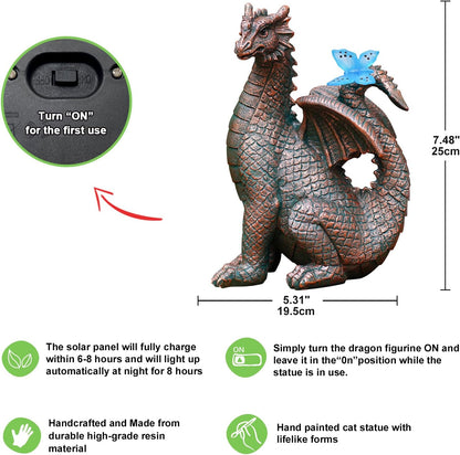 Nacome Dragon Outdoor Statues for Garden: Outside Decor with Butterfly Clearance for Yard Art Lawn Ornaments Porch Patio Balcony Home House - Birthday Gifts for Grandma Mom Women