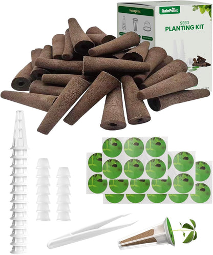 RAINPOINT Hydroponic Pod Kit - 13 Pod Baskets, 26 Sponges, Labels, Tweezers for Aerogarden & All Brands