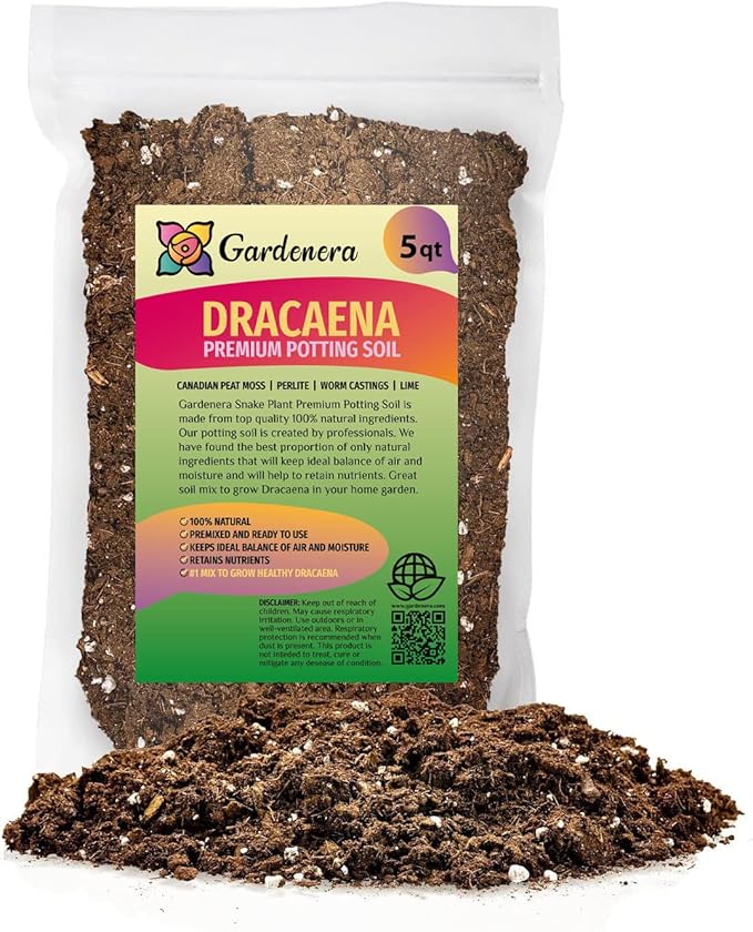 GARDENERA Premium Dracaena Potting Soil Mix - (5 Quart Bag)