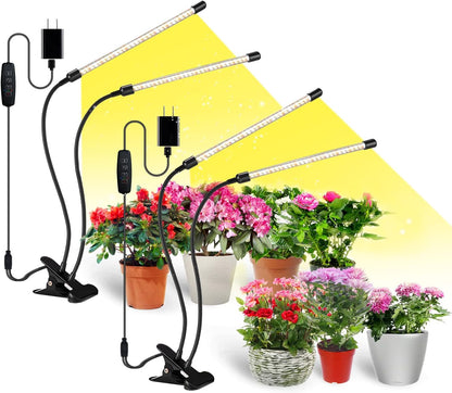 bseah Grow Light Plant Light Indoor Plants, Full Spectrum Clip Plant Growing Lamp, 10-Level Dimmable, On Off Timing 3 9 12Hrs (2 Pack)