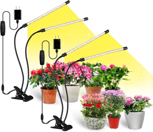 bseah Grow Light Plant Light Indoor Plants, Full Spectrum Clip Plant Growing Lamp, 10-Level Dimmable, On Off Timing 3 9 12Hrs (2 Pack)