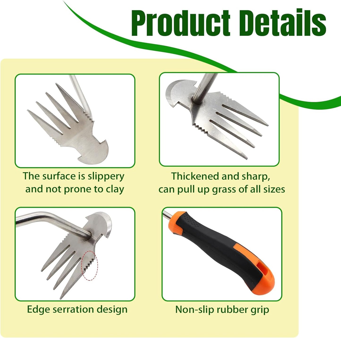 Weed Puller Tool - 2 Pieces Weeding Tool, Garden Tools, Premium Manganese Steel Forged Weed Puller, Hand Weeding Tool for Gardening with Handle 35cm