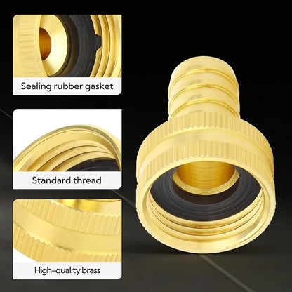 2Pcs 5/8 Barb to 3/4 GHT Female Thread Brass Garden Hose Pipe Connector, Hose Swivel Adapter for Garden Hose Repair