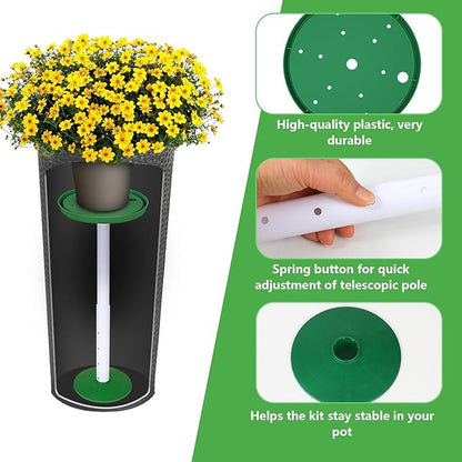 YLSAZL 2 Pack Adjustable Height Plant Risers for Inside Pots,11-17" Rise Plant Risers for, Indoor & Outdoor Insert with, Tall Square Round Taper Planter with 6''8" 10" Base & Top（ Green - Short）