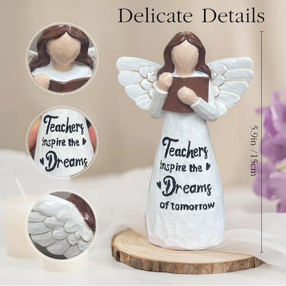 Teacher Appreciation Gifts, Thank You or Retirement Gifts for Women Teacher, Angel Hand-Painted Figurines Statue, 5.9 Inches Resin Doll Tabletop