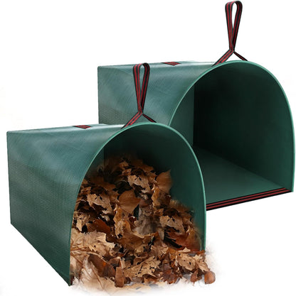 Joyhalo Reusable Yard Waste Bags, 2 Pack 50 Gallon Dustpan-Type Garden Bag for Collecting Leaves Garss Clippings, Heavy Duty lawn and leaf bags, Garden Waste Container for Clean Up Outdoor Debris