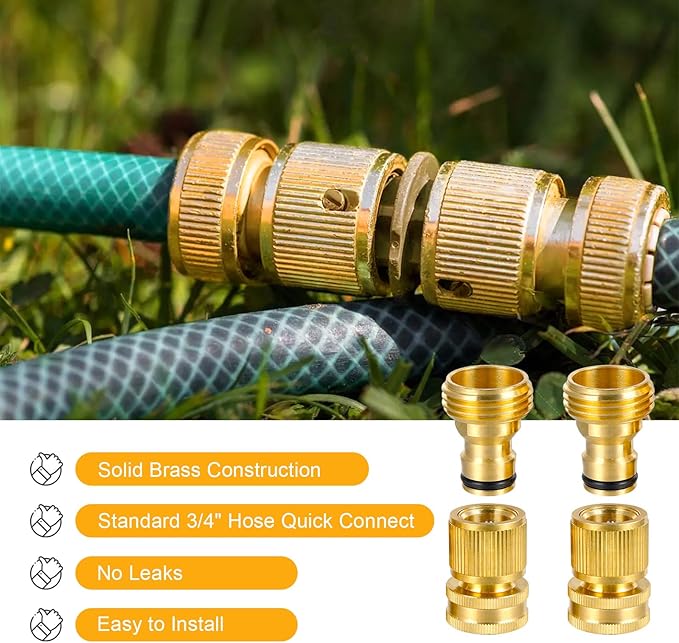 3/4 Inch Brass Garden Hose Quick Connectors Durable Quick Connect Hose Fittings Easy Hose Quick Connect Water Hose Quick Connect for Effortless Switching Between Hoses and Nozzles (1)
