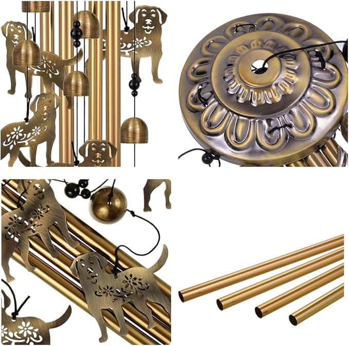 Outdoor Dog Wind Chimes Decor, Portable Wind Chime, Mobile Wind Catcher, Memorial Wind Bells with 7Dogs for Home, Yard, Patio, Trees, Garden Decoration, Valentines Gift, Festival Gift for Mom