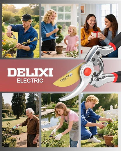 9.25" Heavy Duty Pruning Shears (Professional Bypass Garden Clippers with SK5 Steel Teflon Coated Blade)(1" Cutting Capacity, 2.17" Max Opening) Gardening Scissors for Plants, Flowers, Shrubs & Trees