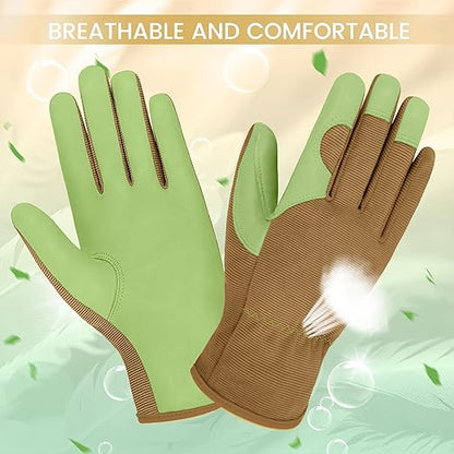 Gardening Gloves, Garden Gloves for Women and Men, Thorn Proof Working Gloves, Durable Leather Work Garden Gloves for Yard & Outdoor Work, Green, XL