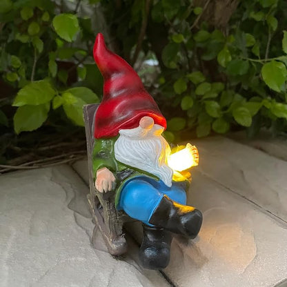 Solar Gnomes Decor Outside Mini Gnome Figurines Outdoor Solar Porch Patio Garden Miniatures Gnomes Decor Gift for Women Grandma Mother's Day Birthday