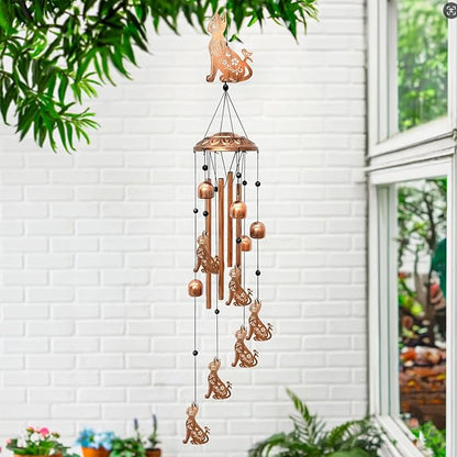 Cat Wind Chimes for Outside, Metal Windchimes Outdoors Birthday Gifts for Women Memorial Sympathy Wind Chimes for Patio Garden Yard