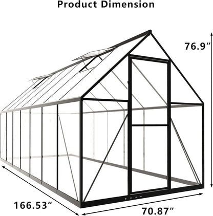 HOOYEAH 6 x 14 FT Greenhouses for Outdoors, Heavy Duty Polycarbonate Greenhouse, Lockable Greenhouse Kit with Upgraded Aluminum Frame and Adjustable Roof Vent, Winter Hot Green House for Outside