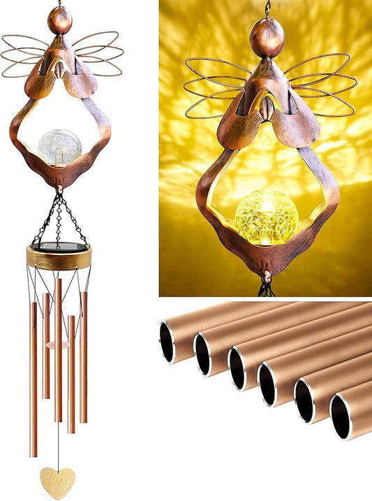 Wind Chimes Outdoor Indoor Decor: Birthday Gifts for Mom Grandma - Outside Lights for Garden Yard Patio Porch (Angel)