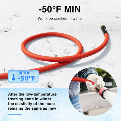 SPECILITE 3/4" Hot/Cold Garden Water Hose 100 ft, -50℉-190℉,Flexible & Lightweight With 3/4" Brass Fittings for Yard, Outdoor, Farm, Red