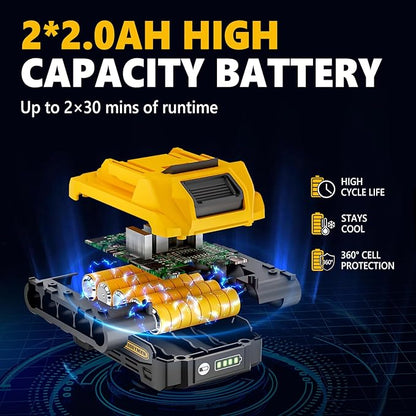 Alloyman 20V MAX Pole Hedge Trimmer,Telescoping Pole Hedge Trimmer,with 2 Packs 2.0Ah Batteries & Charger,8 Feet Hedge Trimmer for Shrubs Pruning