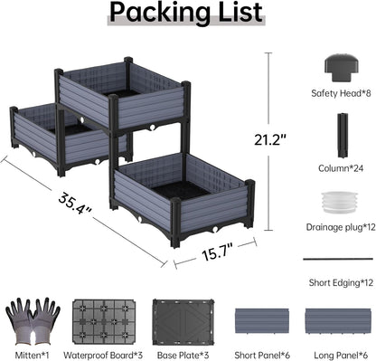 Planter Box Raised Garden Bed with Reinforced Support Rods, Drainage Grid, Multi-Combination Options for Vegetables, Flowers, and Herbs, Ideal for Balcony, and Patio Gardening