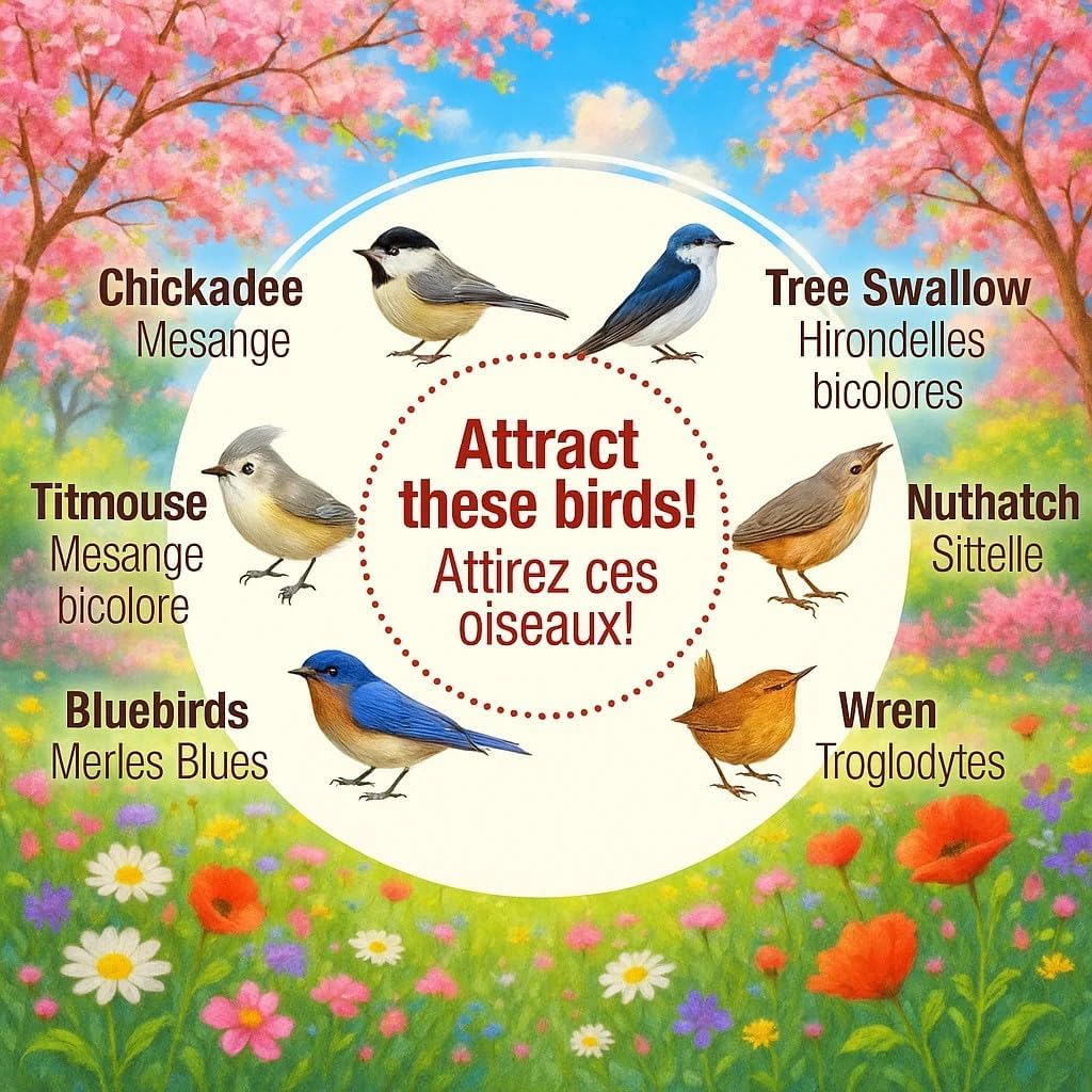 Spring Melody Bird House, Composite Material Nesting Box, Hanging Birdhouse for Blue Bird, Squirrel Proof Birdhouse for Outside, 10 Years Water Proof Weatherable Pole Mountable Bird House (Red)