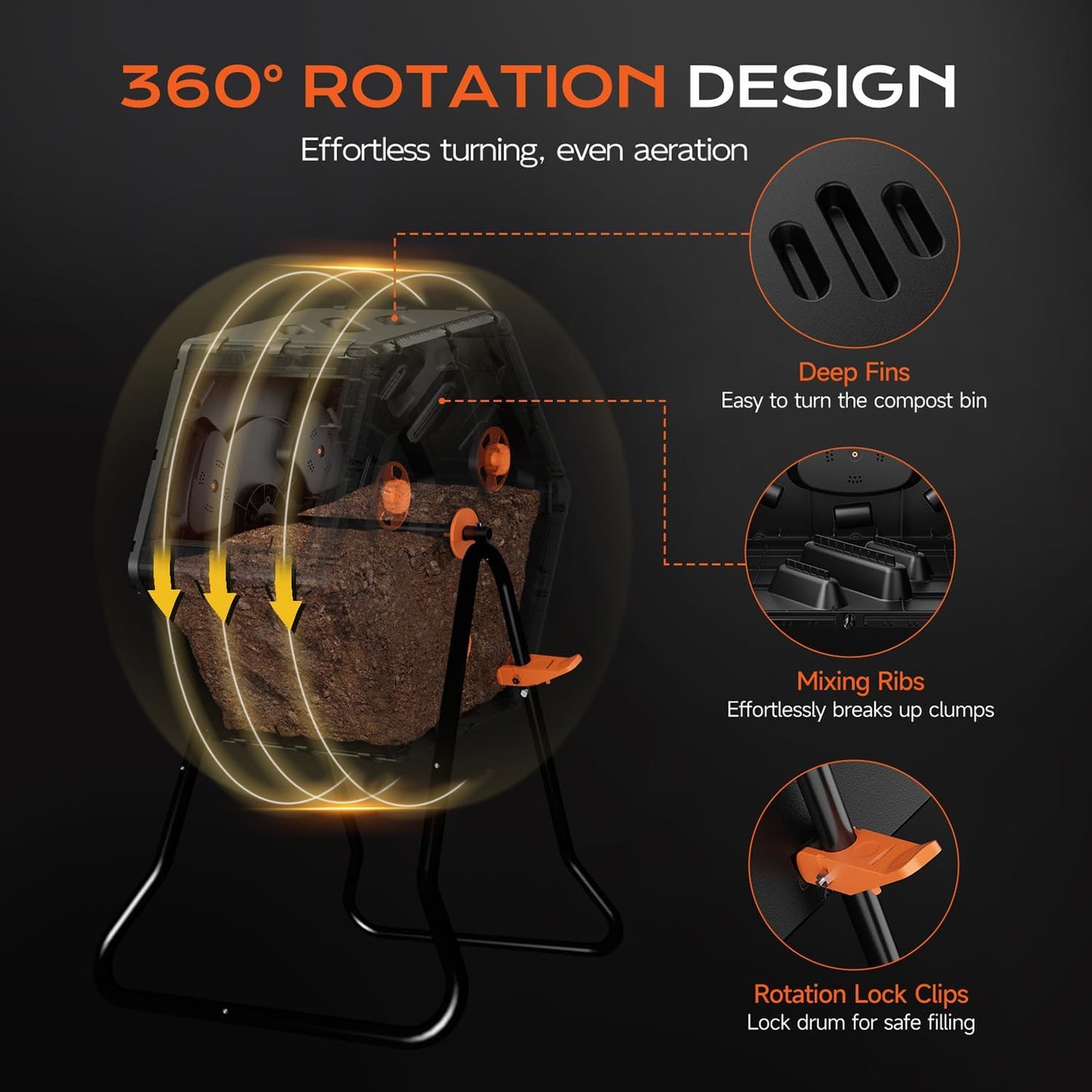 Compost Tumbler 22.5 Gallon/85L, Easy Assemble Compost Bin Outdoor, 360°Rotating Composter for Garden, Backyard, and Yard, Gifts for Seasoned Gardeners & Beginners-Green