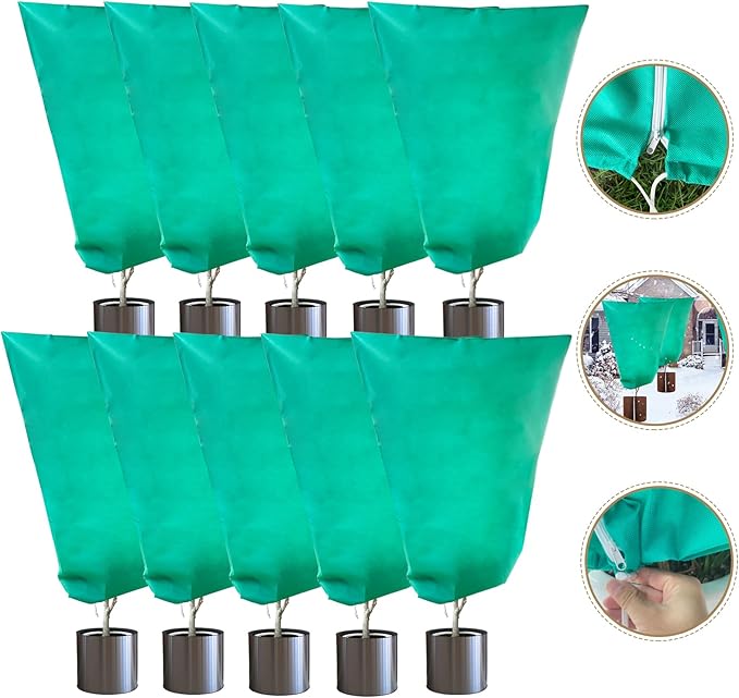 Plant Covers Freeze Protection – 35" × 50" Reusable Plant Protector Bag with Drawstring and Zipper for Plants Trees Shrub, Frost Jacket Warm Blanket for Freeze Frost Protection Season Extension