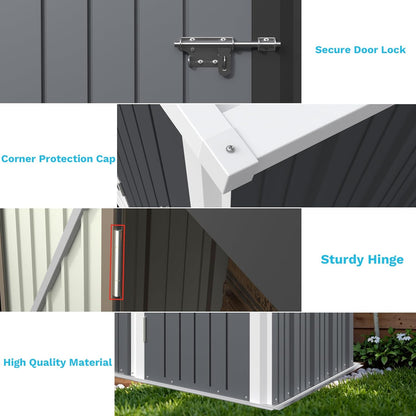 Greesum 5x3FT Outdoor Storage Shed, Utility Tool Shed Metal Storage Garden Shed with Door & Lock for Patio Storage, Gray