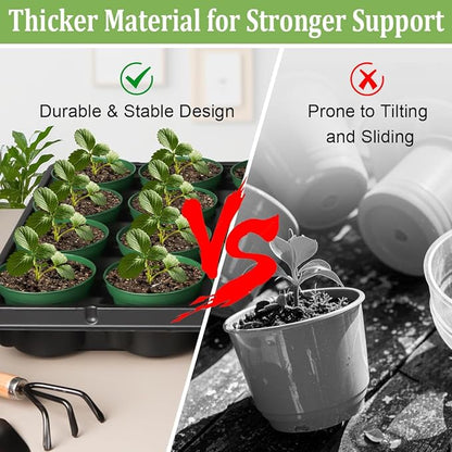 3 Inch Nursery Pots 100 Pcs with 5 Pcs 20 Cell Nursery Pot Trays, 5 Sets Seed Starting Kit for Seedlings, Propagation and Home Gardening, Sturdy Green Seeds Starter Pot Tray Germination Set