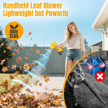 Handheld Leaf Blower 600000RPM, Mini Leaf Blower Cordless 2 x 6.0Ah Batteries, Blower for Lawn Care with Adjustable Speed, Lightweight Leaf Blowers for Patio Car Cleaning, Leaves, Dust