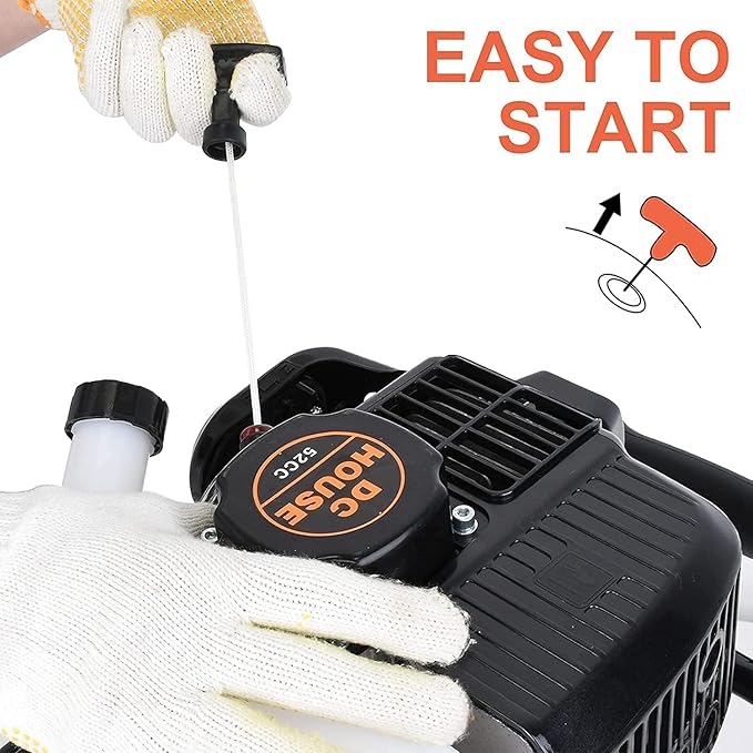 DC HOUSE 52cc 1800W Gas Powered Earth Auger EPA Certified Post Hole Digger, with 4 Drill Bits 4" 6" 8" 12" and 3 Extension Rods 8" 12" 20", Mixing Ratio 30:1, for Fence, Farmland and Garden